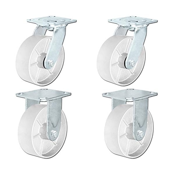 6"x2" Semi-Steel Wheel Casters, Casters 2 Swivel and 2 Fix, PK4